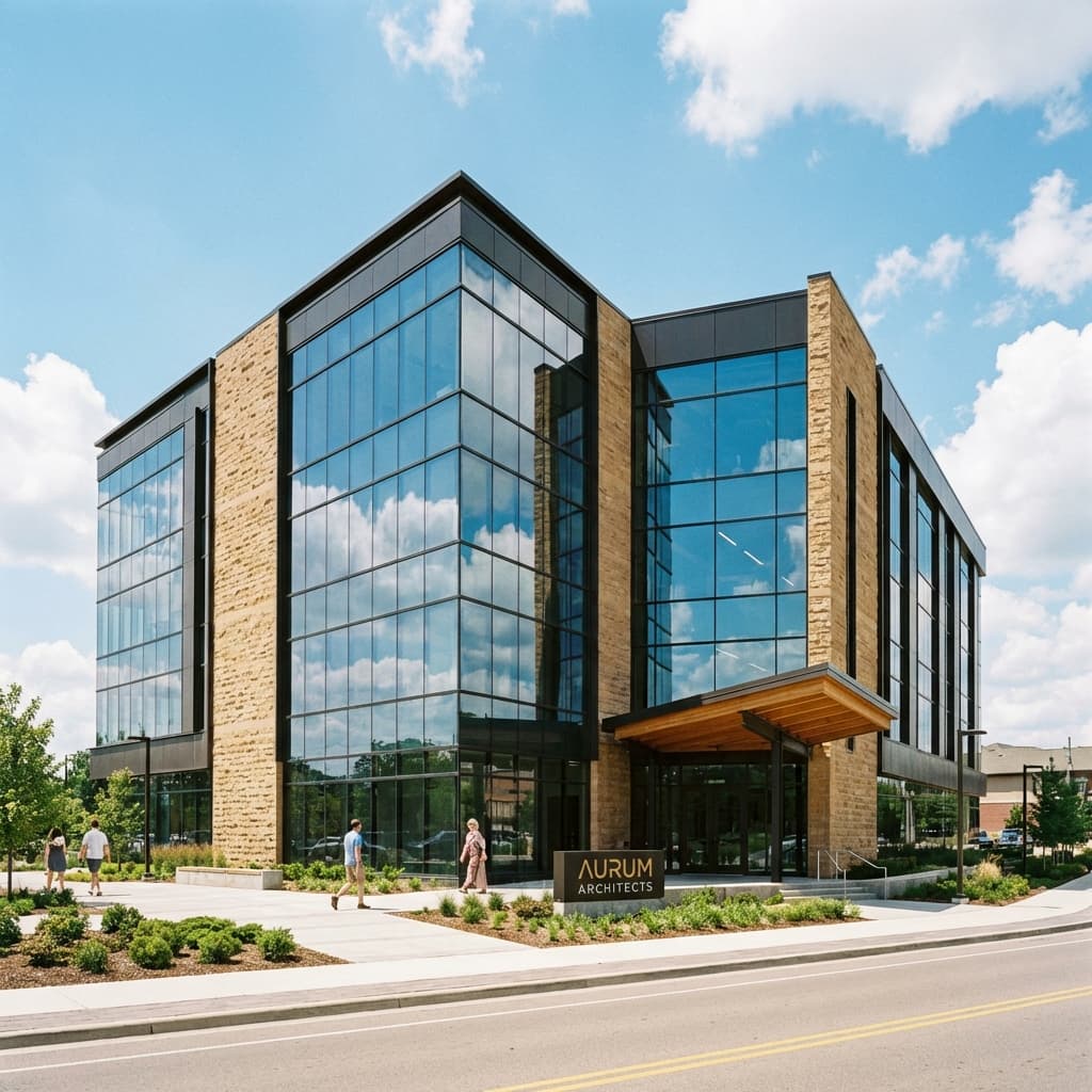 Modern building with glass facade